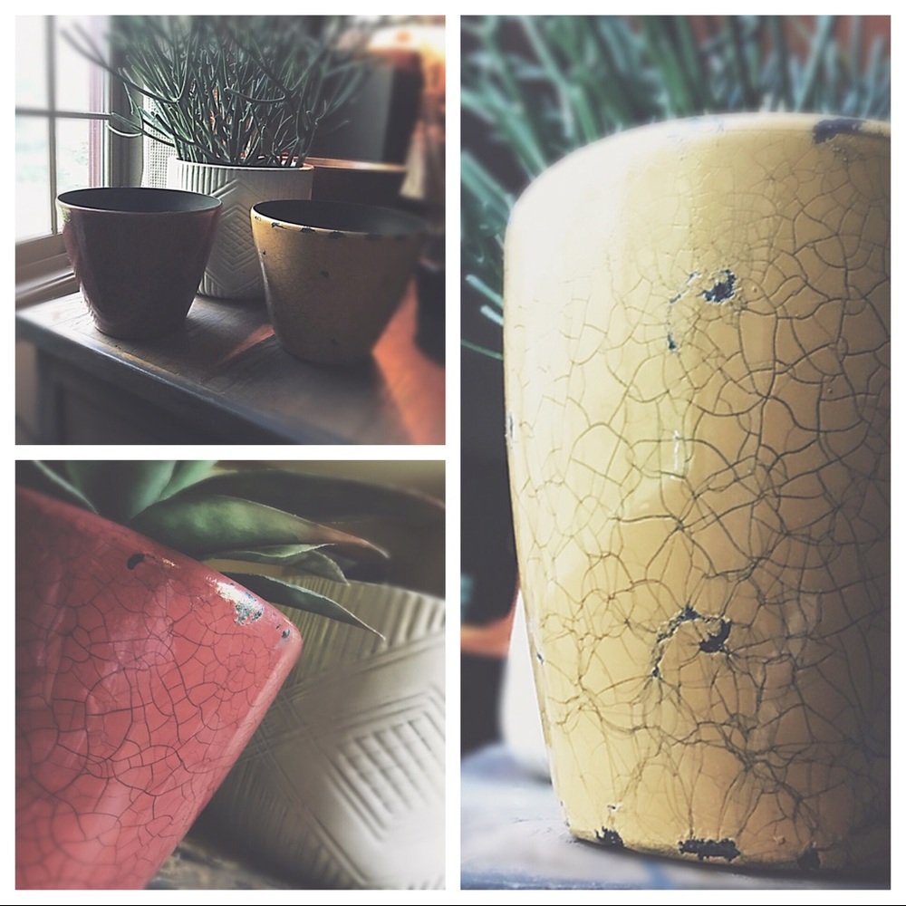 Curated Faux Plaster Planter Set of 2: Russet & Golden Saffron, New HPX3🌵🌵🌵